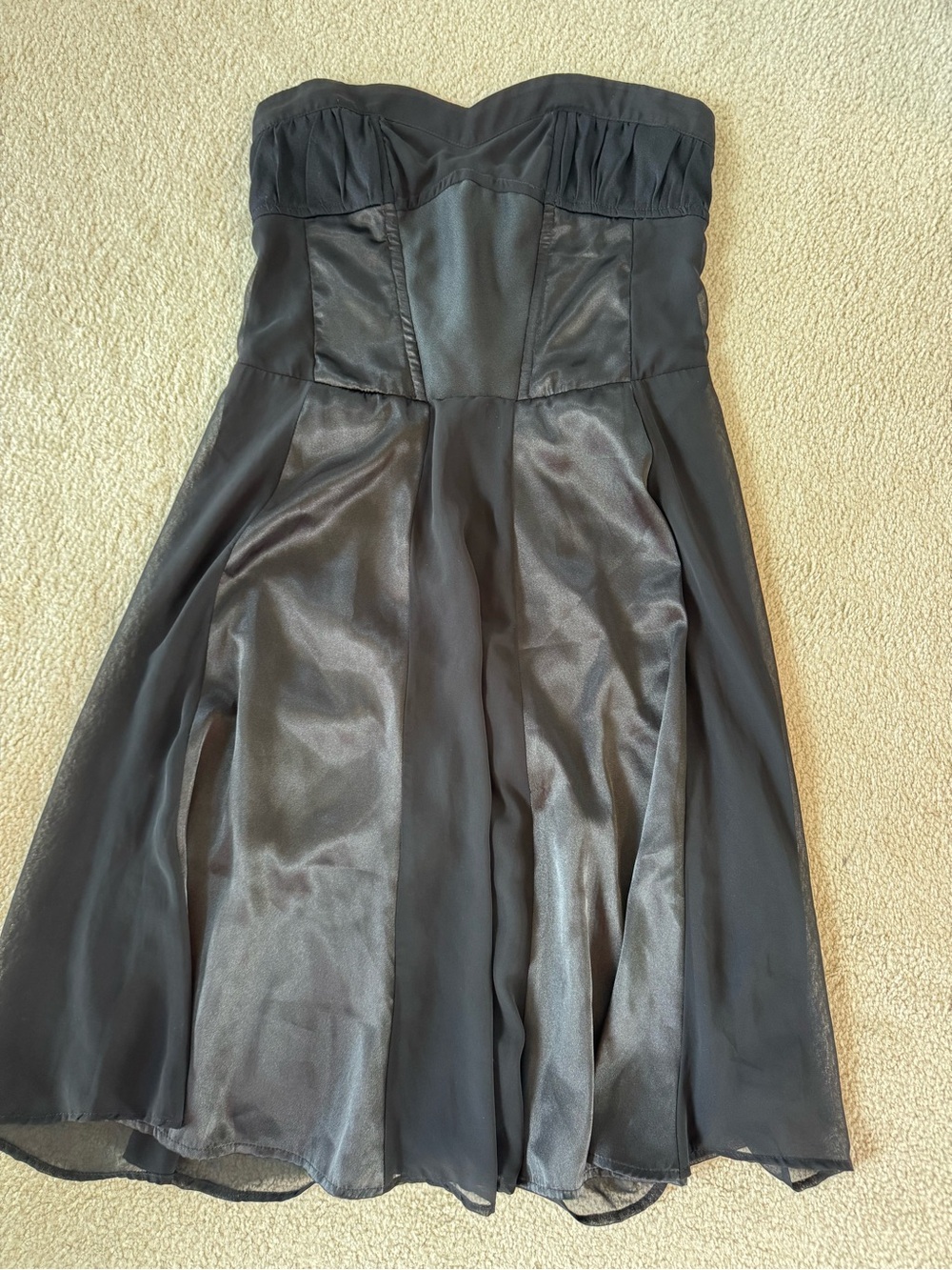 Size large L le chateau Black Strapless Satin Cocktail Dress corset style satin - Picture 3 of 15